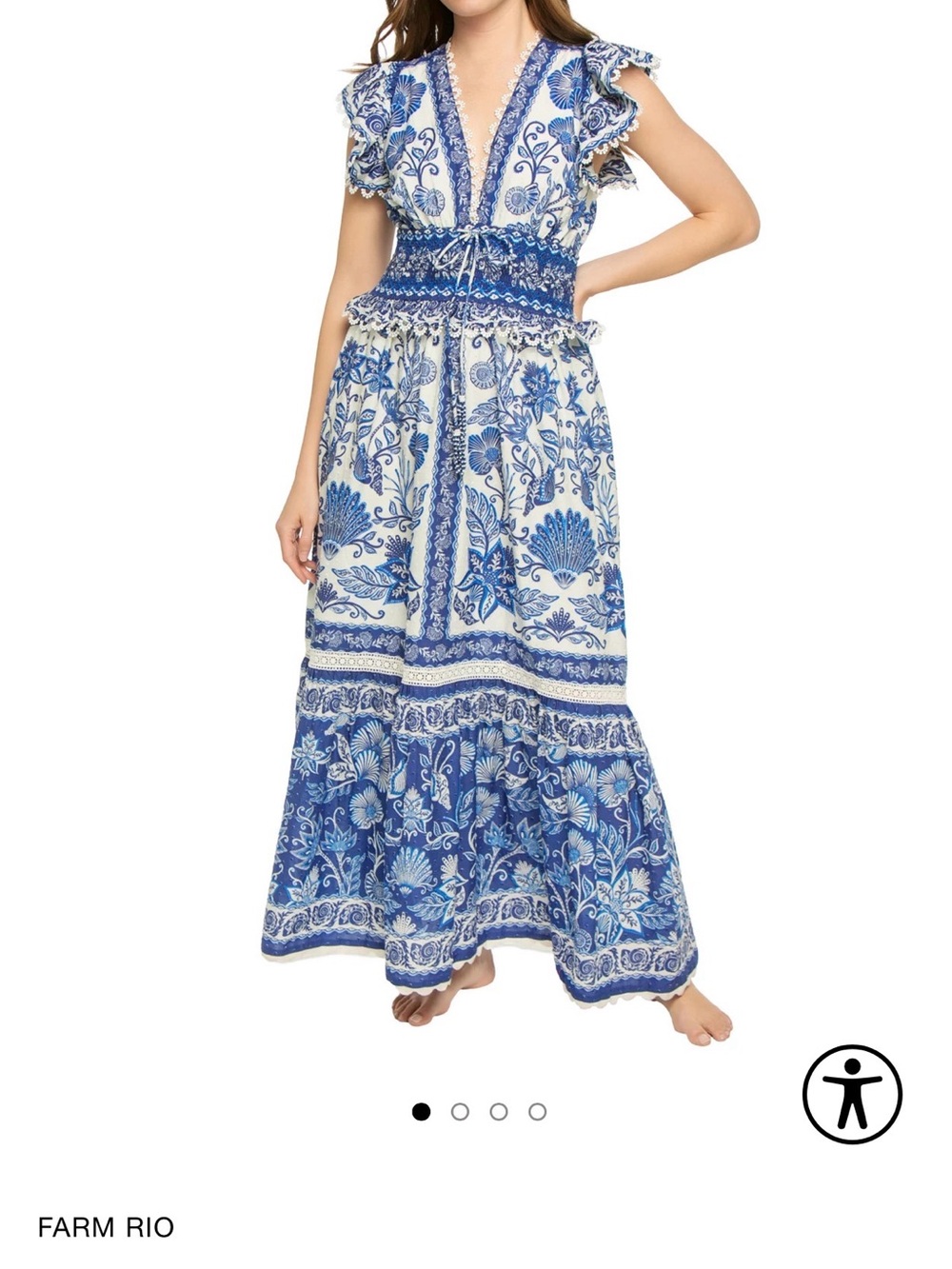 FARM RIO Shell Garden Maxi Dress - Blue & White - Picture 4 of 8